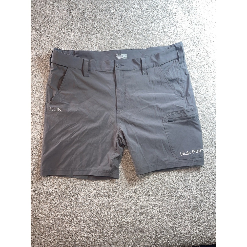 Huk Mens Next Level Performance Fishing Shorts Gray XXL Outdoors
